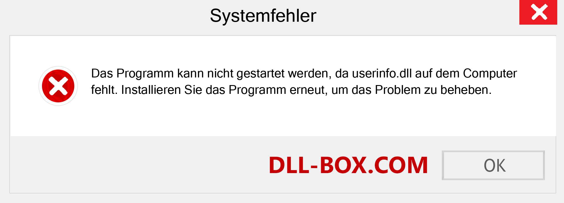 userinfo.dll-Datei fehlt?. Download für Windows 7, 8, 10 - Fix userinfo dll Missing Error unter Windows, Fotos, Bildern