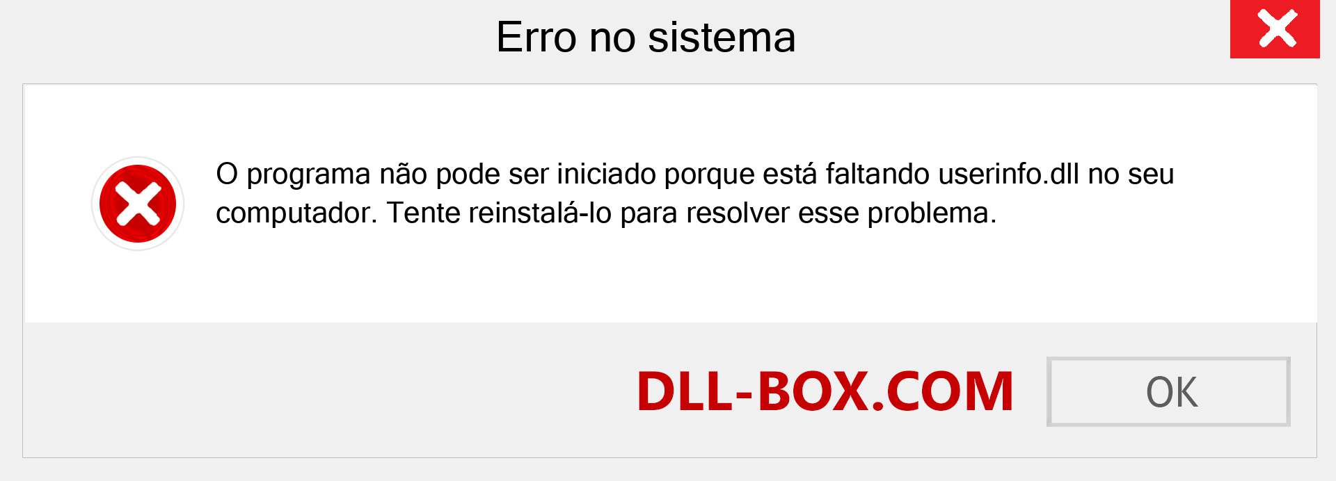 Arquivo userinfo.dll ausente ?. Download para Windows 7, 8, 10 - Correção de erro ausente userinfo dll no Windows, fotos, imagens